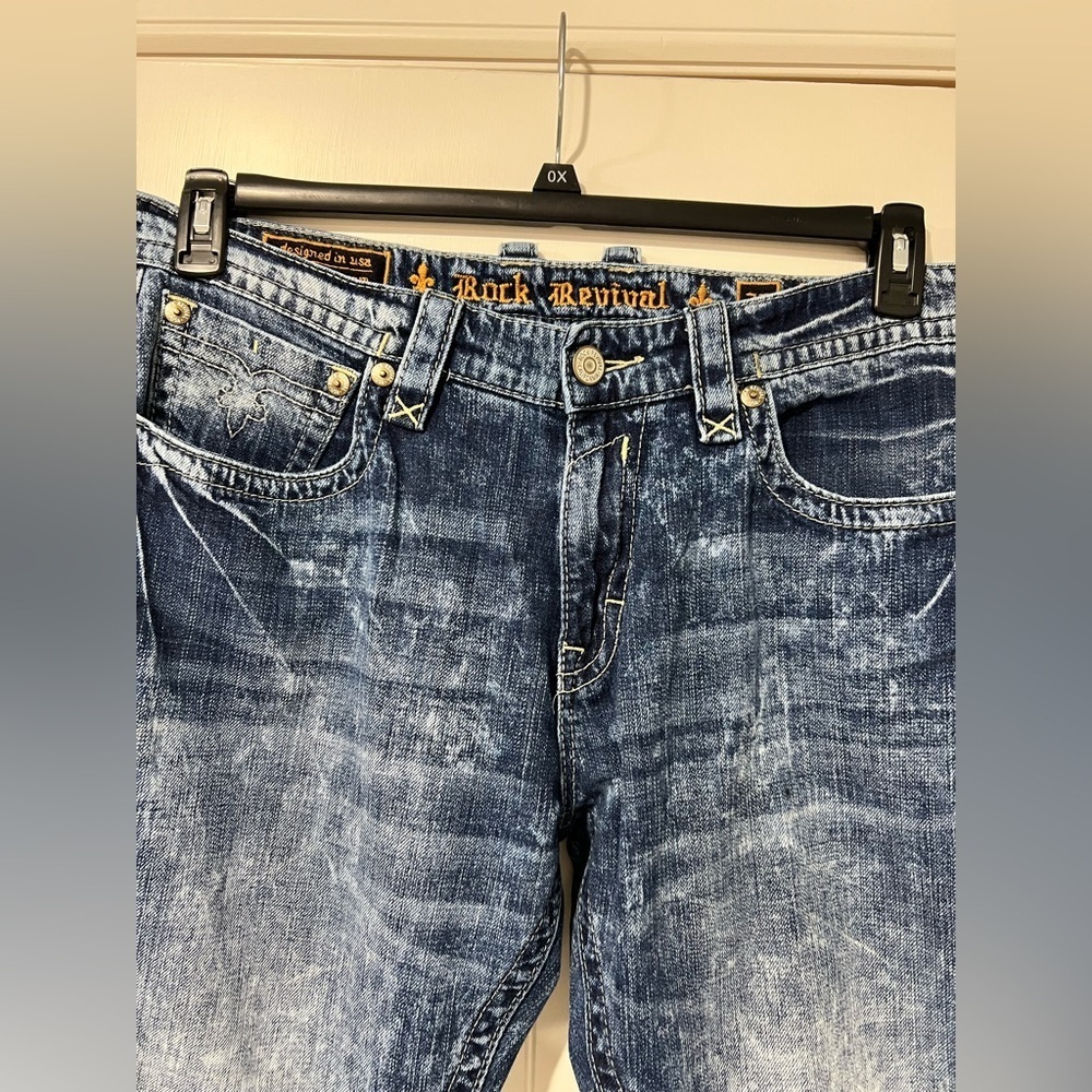 Men’s Rock Revival Jeans Acid wash look Evan straight 38 - Picture 3 of 16